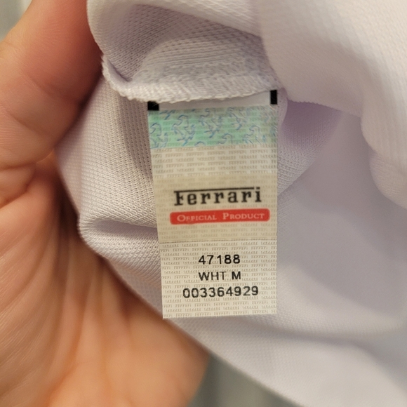 Ferrari Men's SS Recycled Tech Piquet PR Horse Polo White Size Medium NWT - Picture 13 of 17